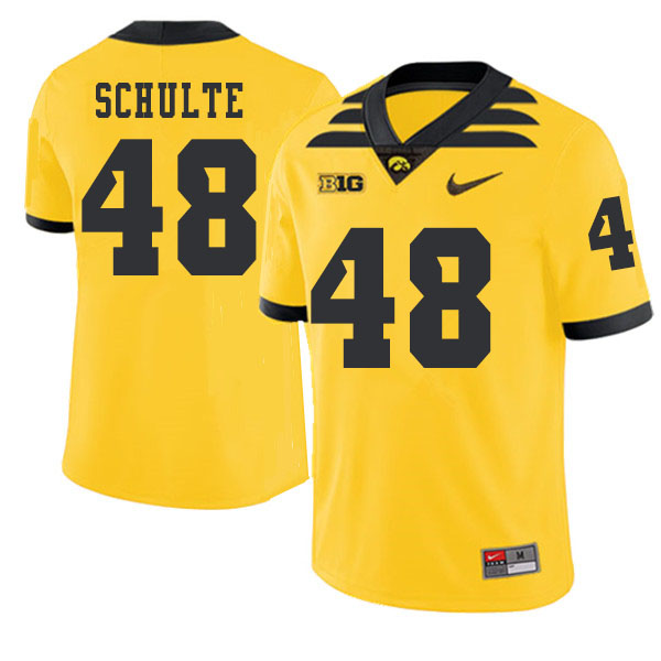 2019 Men #48 Bryce Schulte Iowa Hawkeyes College Football Alternate Jerseys Sale-Gold